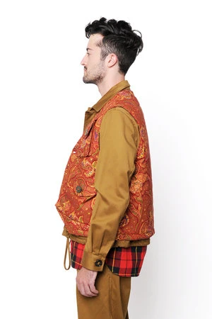 MonitalyMilitary Vest Type-C - Red Paisley Flower Print 8 MonitalyMilitary Vest Type-C - Red Paisley Flower Print - Image 8