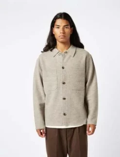 NN07Jonas Merino Wool Overshirt - Khaki Beige