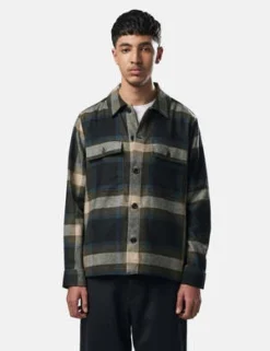 NN07Wilas Wool Overshirt - Camel Brown Check