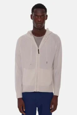 Blue&CreamNew Leo Zip Hoodie With Pockets - Eggshell