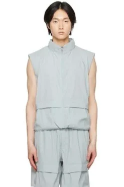 AMOMENTONylon Volume Pocket Vest - Mint Grey
