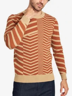 O.N.SVillage Herringbone Knit Pullover - Burnt Brick Heather/Ocean Heather/Lt Lead Heather -Norse Projects Sales O N S Village Herringbone Knit Pullover Burnt Brick Heather Ocean Heather Lt Lead Heather 20231006055934