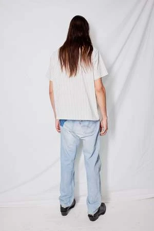 AssemblyOffice Stripe Zip Camp Shirt - White 4 AssemblyOffice Stripe Zip Camp Shirt - White - Image 4