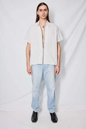 AssemblyOffice Stripe Zip Camp Shirt - White 5 AssemblyOffice Stripe Zip Camp Shirt - White - Image 5