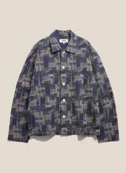 YMCPJ Block Print Seersucker Overshirt - Navy -Norse Projects Sales PJ Block Print Seersucker Overshirt Navy 20231003132918 1