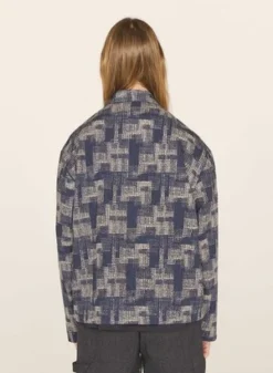 YMCPJ Block Print Seersucker Overshirt - Navy -Norse Projects Sales PJ Block Print Seersucker Overshirt Navy 20231003132919