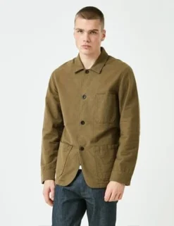 Portuguese FlannelPinheiro Brushed Flannel Jacket - Olive Green