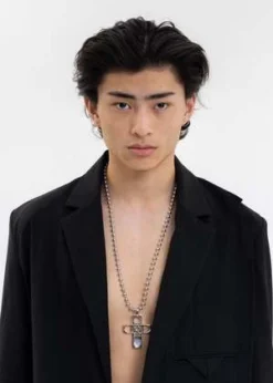 DEPARTMENTHearts Cross Necklace - Purple/Silver -Norse Projects Sales Purple and Silver Hearts Cross Necklace 20220427181347 1