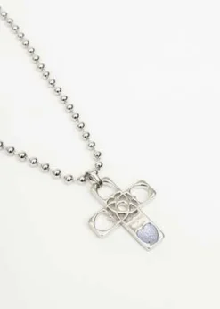 DEPARTMENTHearts Cross Necklace - Purple/Silver -Norse Projects Sales Purple and Silver Hearts Cross Necklace 20220427181348