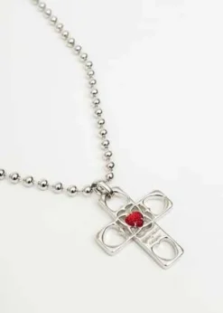 DEPARTMENTRed And Silver Hearts Cross Necklace - Red/Silver -Norse Projects Sales Red and Silver Hearts Cross Necklace 20220427181425 1