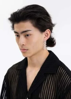 DEPARTMENTSingle Rhinestone Hearts Earring - Silver