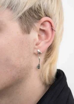KUSIKOHCFLAME DROP EARRING - SILVER -Norse Projects Sales SILVER FLAME DROP EARRING 20230420025547 1