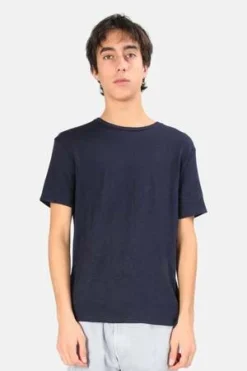 Blue&CreamShort Sleeve Slub Tee - Navy
