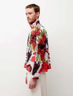 Our LegacyShrunken Fullzip Polo - Melting Flowers Print -Norse Projects Sales Shrunken Fullzip Polo Melting Flowers Print 20220617003542 1