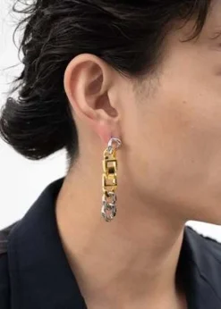 DEPARTMENTSingle Link Earring - Silver/Gold -Norse Projects Sales Silver And Gold Link Earring Single 20221114102733 1