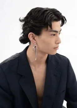 DEPARTMENTAngel Wings And Purple Stone Single Earring - Silver