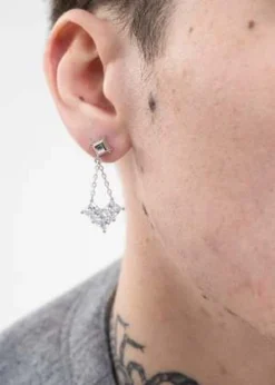 DEPARTMENTSingle Patchwork Heart Drop Earring - Silver -Norse Projects Sales Silver Patchwork Heart Drop Earring Single 20230329183710 2