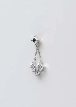 DEPARTMENTSingle Patchwork Heart Drop Earring - Silver -Norse Projects Sales Silver Patchwork Heart Drop Earring Single 20230329183711