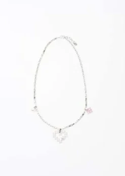 DEPARTMENTAnd Rhinestone Hearts Necklace - Silver/ Pearl -Norse Projects Sales Silver Pearl And Rhinestone Hearts Necklace 20221114104046 3