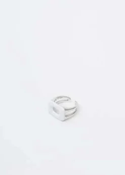 DEPARTMENTWhite Square Ring - Silver -Norse Projects Sales Silver White Square Ring 20230218143605 3