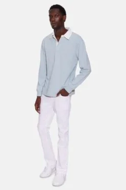 Blue&CreamSolid Rugby - Eucalyptus/White Collar -Norse Projects Sales Solid Rugby Eucalyptus W White Collar 20231028202542 4