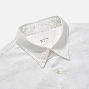 Universal WorksSquare Pocket Shirt - Self Stripe White 3 Universal WorksSquare Pocket Shirt - Self Stripe White - Image 3