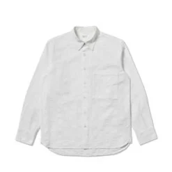 Universal WorksSquare Pocket Shirt - Self Stripe White