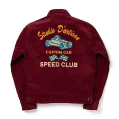 Studio D'ArtisanEmbroidered Corduroy Jacket - Burgundy