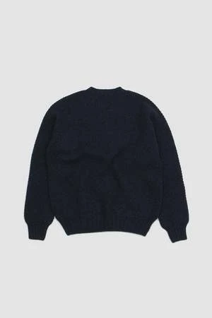 SunspelTextured Lambswool Jumper - Bright Navy Twist 5 SunspelTextured Lambswool Jumper - Bright Navy Twist - Image 5