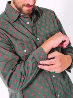 DUSHYANTDushyant The Jesse Workshirt - Teal/Red Motif -Norse Projects Sales The Jesse Workshirt Teal Red Motif 20231029194118 1