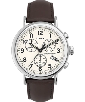 TimexStandard Chronograph 41mm Leather Strap Watch 2 TimexStandard Chronograph 41mm Leather Strap Watch - Image 2