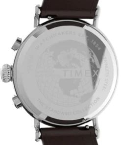 TimexStandard Chronograph 41mm Leather Strap Watch 11 TimexStandard Chronograph 41mm Leather Strap Watch -Norse Projects Sales Timex Standard Chronograph 41mm Leather Strap Watch Silver Tone Brown Cream 20230729212647 2