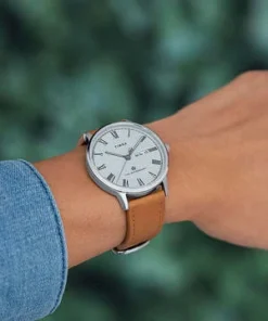 TimexWaterbury Classic 40mm Leather Strap Watch - Tan/Silver