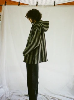 I AND MEUnisex I AND ME Japanese Woven Stripe Hoody - Navy Stripe