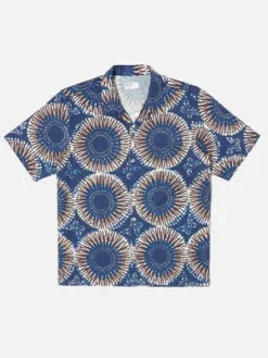 Universal WorksRoad Shirt - Navy Hokkoh Print