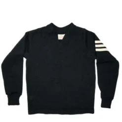 DehenVarsity V-Neck Sweater - Black/Off White