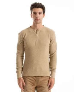 RRLWaffle Knit Henley - HEATHER