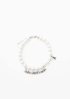 Ann AndelmanLogo Bracelet - White Pearl/Silver -Norse Projects Sales White Pearl And Silver Logo Bracelet 20220108100532 2