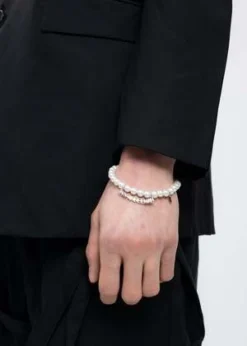 Ann AndelmanLogo Bracelet - White Pearl/Silver -Norse Projects Sales White Pearl And Silver Logo Bracelet 20220108100532 4