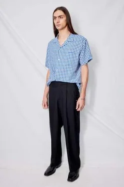 YMCMalick Gingham Shirt - Blue/Ecru -Norse Projects Sales YMC Malick Gingham Shirt Blue Ecru 20230623202844 1