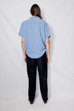 YMCMalick Gingham Shirt - Blue/Ecru -Norse Projects Sales YMC Malick Gingham Shirt Blue Ecru 20230623202845